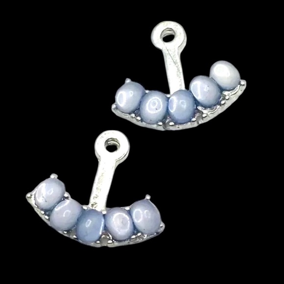 Vintage Catseye Silver Tone Earring Jackets - Picture 1 of 3